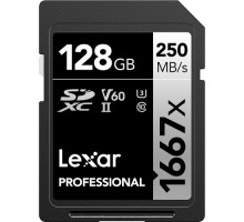 Карта памяти Lexar 128GB Professional 1667x UHS-II SDXC U3 V60 4K 250/120 MB/S