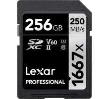 Карта памяти Lexar 256GB Professional 1667x UHS-II SDXC U3 V60 4K 250/120 MB/S