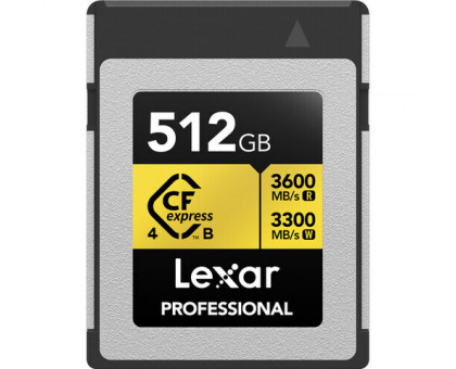Карта памяти Lexar 512GB Professional GOLD Cfexpress B 4.0 3600/3300/3000 MB/s