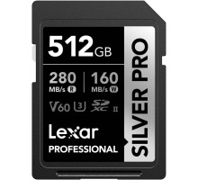 Карта памяти Lexar SDXC 512GB Professional Silver PRO UHS-II U3 V60 (280/160 MB/s)