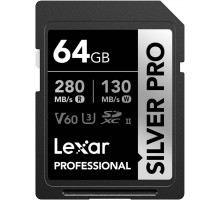 Карта памяти Lexar 64 GB Professional Silver PRO SDXC UHS-II 280/130 U3 V60