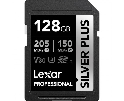 Карта памяти Lexar SDXC 128GB Professional Silver Plus UHS-I U3 V30 (205/150 MB/s)