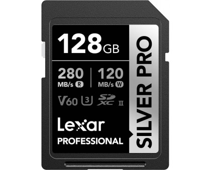 Карта памяти ​Lexar SDXC Silver Pro 128GB UHS-II U3 V60 4K (280/120 MB/s)